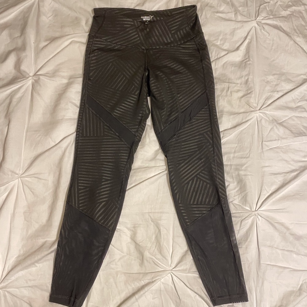 Old Navy Leggins w/ Faux Leathers Strips and Mesh